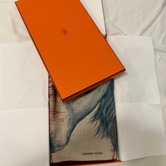 HERMÈS LES AILES DE PEGASE CASHMERE SILK 100 - Picture 7 of 10